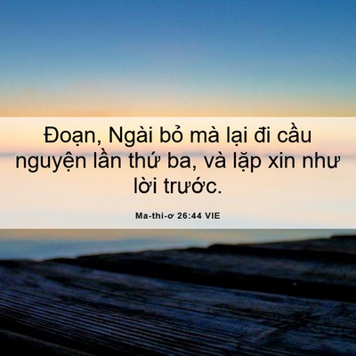 Picture 06 - Ma-thi-ơ 26:44 VIE - Đoạn, Ngài bỏ mà lại đi cầu nguyện - Bible Verse Picture