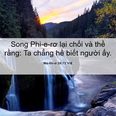 Picture 06 - Ma-thi-ơ 26:72 VIE - Song Phi-e-rơ lại chối và thề rằng: Ta - Bible Verse Picture