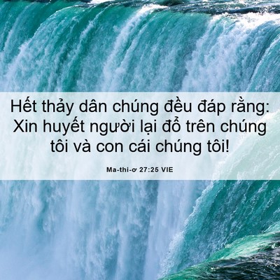 Picture 06 - Ma-thi-ơ 27:25 VIE - Hết thảy dân chúng đều đáp rằng: Xin - Bible Verse Picture