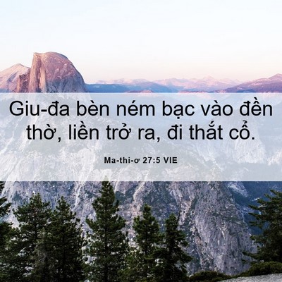 Picture 06 - Ma-thi-ơ 27:5 VIE - Giu-đa bèn ném bạc vào đền thờ, liền - Bible Verse Picture