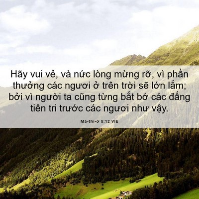 Picture 06 - Ma-thi-ơ 5:12 VIE - Hãy vui vẻ, và nức lòng mừng rỡ, vì - Bible Verse Picture