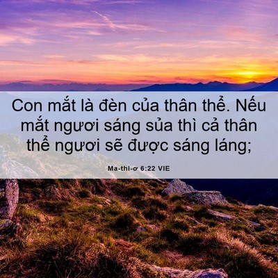 Picture 06 - Ma-thi-ơ 6:22 VIE - Con mắt là đèn của thân thể. Nếu - Bible Verse Picture