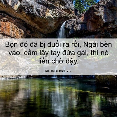 Picture 06 - Ma-thi-ơ 9:25 VIE - Bọn đó đã bị đuổi ra rồi, Ngài bèn - Bible Verse Picture