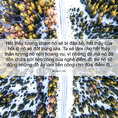 Picture 06 - Mi-ca 1:7 VIE - Hết thảy tượng chạm nó sẽ bị đập - Bible Verse Picture