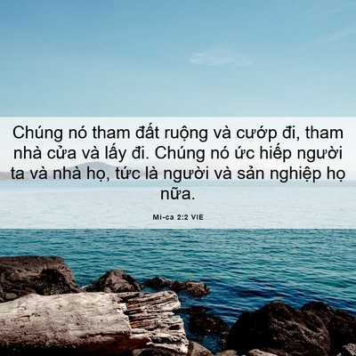 Picture 06 - Mi-ca 2:2 VIE - Chúng nó tham đất ruộng và cướp đi, - Bible Verse Picture