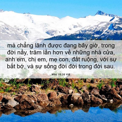 Picture 06 - Mác 10:30 VIE - mà chẳng lãnh được đang bây giờ, - Bible Verse Picture