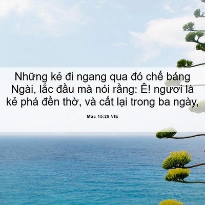 Picture 06 - Mác 15:29 VIE - Những kẻ đi ngang qua đó chế báng - Bible Verse Picture