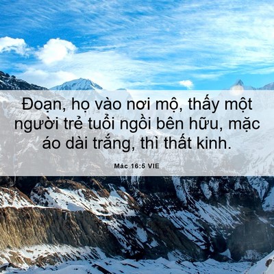 Picture 06 - Mác 16:5 VIE - Đoạn, họ vào nơi mộ, thấy một - Bible Verse Picture