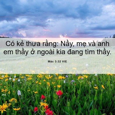 Picture 06 - Mác 3:32 VIE - Có kẻ thưa rằng: Nầy, mẹ và anh em - Bible Verse Picture