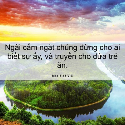 Picture 06 - Mác 5:43 VIE - Ngài cấm ngặt chúng đừng cho ai biết - Bible Verse Picture