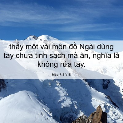 Picture 06 - Mác 7:2 VIE - thấy một vài môn đồ Ngài dùng tay - Bible Verse Picture