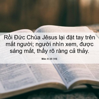 Picture 06 - Mác 8:25 VIE - Rồi Đức Chúa Jêsus lại đặt tay trên - Bible Verse Picture