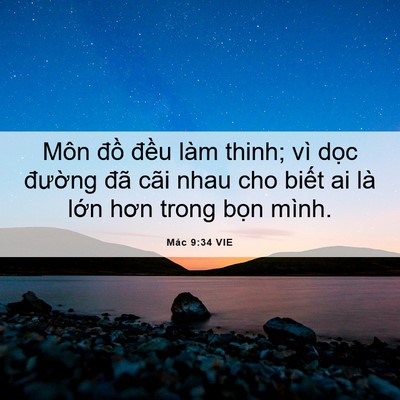 Picture 06 - Mác 9:34 VIE - Môn đồ đều làm thinh; vì dọc đường - Bible Verse Picture