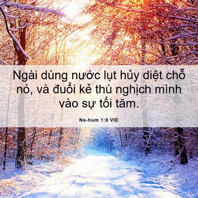 Picture 06 - Na-hum 1:8 VIE - Ngài dùng nước lụt hủy diệt chỗ nó, - Bible Verse Picture
