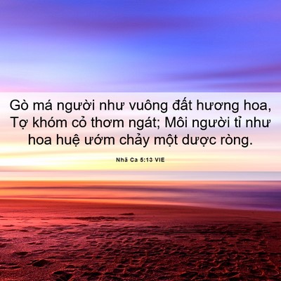 Picture 06 - Nhã Ca 5:13 VIE - Gò má người như vuông đất hương hoa, - Bible Verse Picture