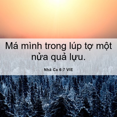 Picture 06 - Nhã Ca 6:7 VIE - Má mình trong lúp tợ một nửa quả - Bible Verse Picture