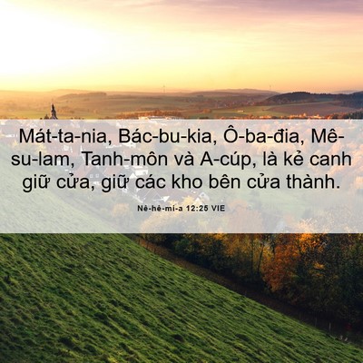Picture 06 - Nê-hê-mi-a 12:25 VIE - Mát-ta-nia, Bác-bu-kia, Ô-ba-đia, Mê-su-lam, - Bible Verse Picture