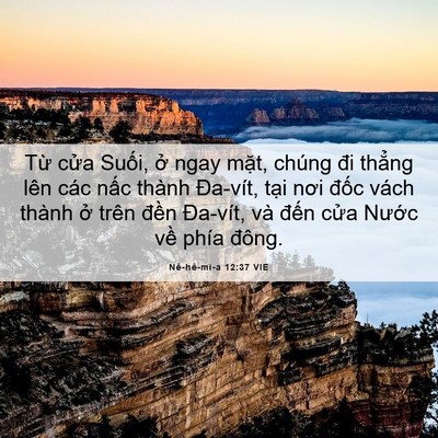 Picture 06 - Nê-hê-mi-a 12:37 VIE - Từ cửa Suối, ở ngay mặt, chúng đi - Bible Verse Picture