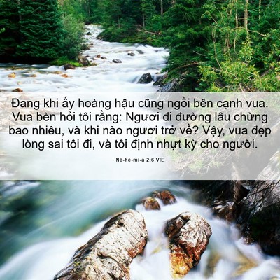 Picture 06 - Nê-hê-mi-a 2:6 VIE - Đang khi ấy hoàng hậu cũng ngồi bên - Bible Verse Picture