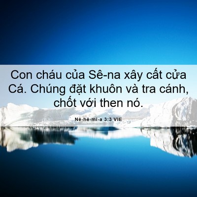 Picture 06 - Nê-hê-mi-a 3:3 VIE - Con cháu của Sê-na xây cất cửa Cá. - Bible Verse Picture