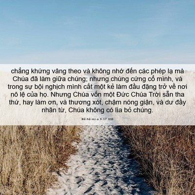 Picture 06 - Nê-hê-mi-a 9:17 VIE - chẳng khứng vâng theo và không nhớ - Bible Verse Picture