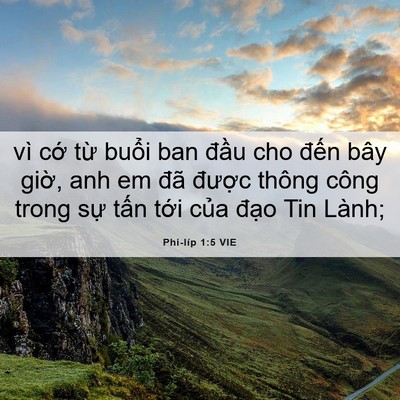 Picture 06 - Phi-líp 1:5 VIE - vì cớ từ buổi ban đầu cho đến bây - Bible Verse Picture