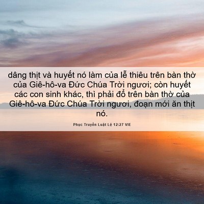 Picture 06 - Phục Truyền Luật Lệ 12:27 VIE - dâng thịt và huyết nó làm của lễ - Bible Verse Picture