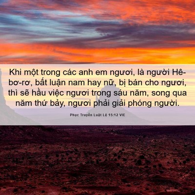 Picture 06 - Phục Truyền Luật Lệ 15:12 VIE - Khi một trong các anh em ngươi, là người - Bible Verse Picture