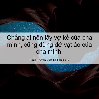 Picture 06 - Phục Truyền Luật Lệ 22:30 VIE - Chẳng ai nên lấy vợ kế của cha mình, - Bible Verse Picture
