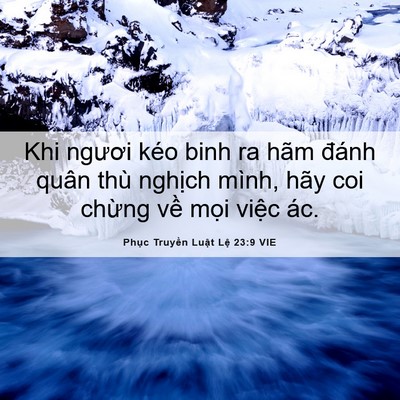 Picture 06 - Phục Truyền Luật Lệ 23:9 VIE - Khi ngươi kéo binh ra hãm đánh quân thù - Bible Verse Picture