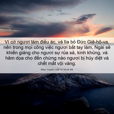 Picture 06 - Phục Truyền Luật Lệ 28:20 VIE - Vì cớ ngươi làm điều ác, và lìa bỏ - Bible Verse Picture