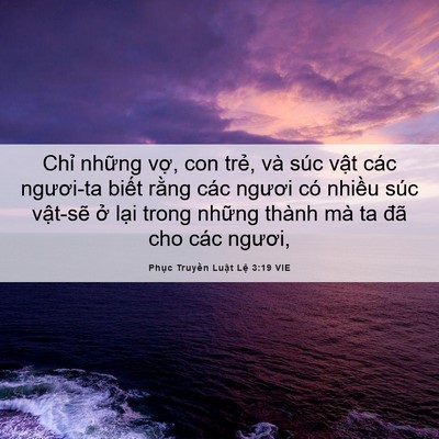 Picture 06 - Phục Truyền Luật Lệ 3:19 VIE - Chỉ những vợ, con trẻ, và súc vật - Bible Verse Picture