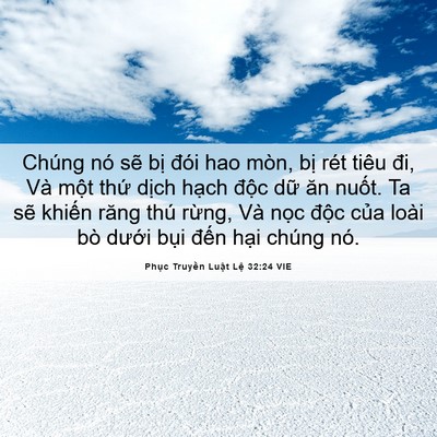 Picture 06 - Phục Truyền Luật Lệ 32:24 VIE - Chúng nó sẽ bị đói hao mòn, bị rét - Bible Verse Picture