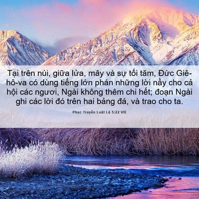 Picture 06 - Phục Truyền Luật Lệ 5:22 VIE - Tại trên núi, giữa lửa, mây và sự - Bible Verse Picture