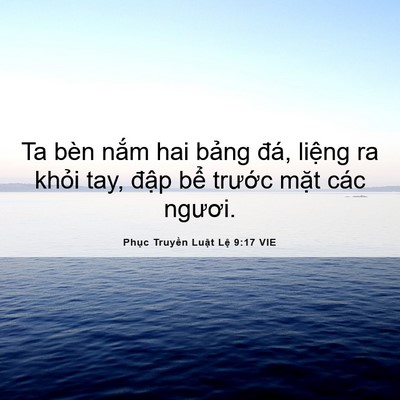 Picture 06 - Phục Truyền Luật Lệ 9:17 VIE - Ta bèn nắm hai bảng đá, liệng ra khỏi - Bible Verse Picture