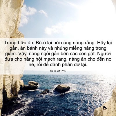 Picture 06 - Ru-tơ 2:14 VIE - Trong bữa ăn, Bô-ô lại nói cùng nàng - Bible Verse Picture