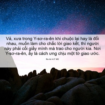 Picture 06 - Ru-tơ 4:7 VIE - Vả, xưa trong Y-sơ-ra-ên khi chuộc lại - Bible Verse Picture