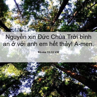 Picture 06 - Rô-ma 15:33 VIE - Nguyền xin Đức Chúa Trời bình an ở - Bible Verse Picture