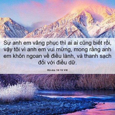 Picture 06 - Rô-ma 16:19 VIE - Sự anh em vâng phục thì ai ai cũng biết - Bible Verse Picture
