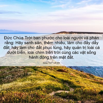 Picture 06 - Sáng Thế 1:28 VIE - Đức Chúa Trời ban phước cho loài - Bible Verse Picture
