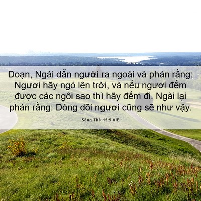 Picture 06 - Sáng Thế 15:5 VIE - Đoạn, Ngài dẫn người ra ngoài và phán - Bible Verse Picture