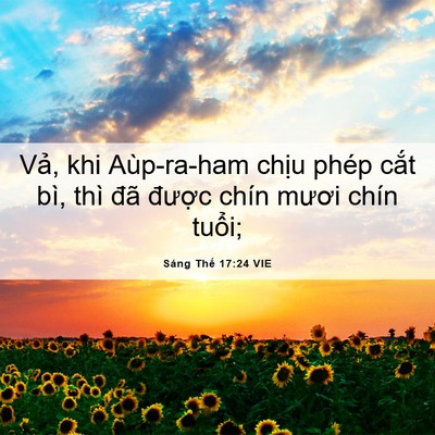 Picture 06 - Sáng Thế 17:24 VIE - Vả, khi Aùp-ra-ham chịu phép cắt bì, - Bible Verse Picture