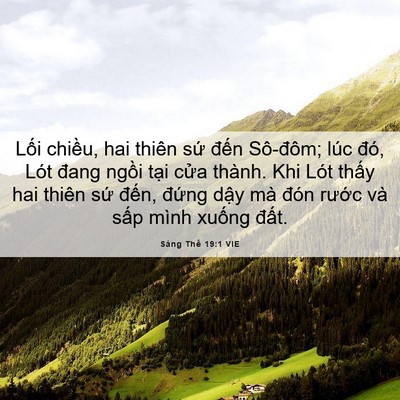 Picture 06 - Sáng Thế 19:1 VIE - Lối chiều, hai thiên sứ đến Sô-đôm; - Bible Verse Picture