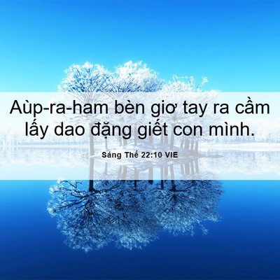 Picture 06 - Sáng Thế 22:10 VIE - Aùp-ra-ham bèn giơ tay ra cầm lấy dao - Bible Verse Picture