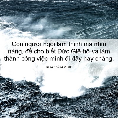 Picture 06 - Sáng Thế 24:21 VIE - Còn người ngồi làm thinh mà nhìn nàng, - Bible Verse Picture