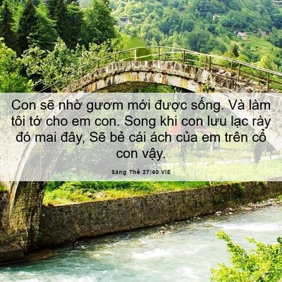 Picture 06 - Sáng Thế 27:40 VIE - Con sẽ nhờ gươm mới được sống. Và - Bible Verse Picture