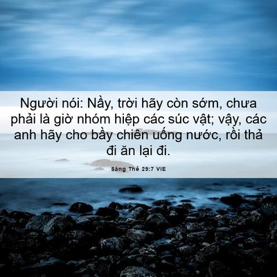 Picture 06 - Sáng Thế 29:7 VIE - Người nói: Nầy, trời hãy còn sớm, - Bible Verse Picture