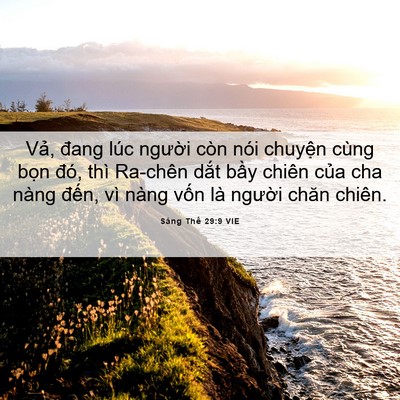 Picture 06 - Sáng Thế 29:9 VIE - Vả, đang lúc người còn nói chuyện - Bible Verse Picture