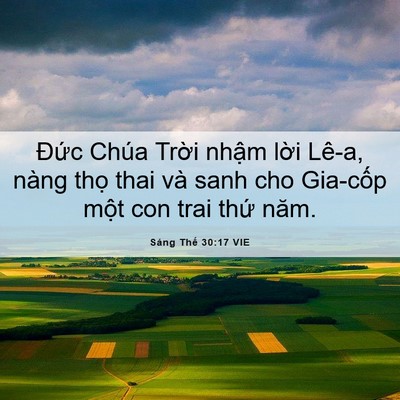 Picture 06 - Sáng Thế 30:17 VIE - Đức Chúa Trời nhậm lời Lê-a, nàng - Bible Verse Picture