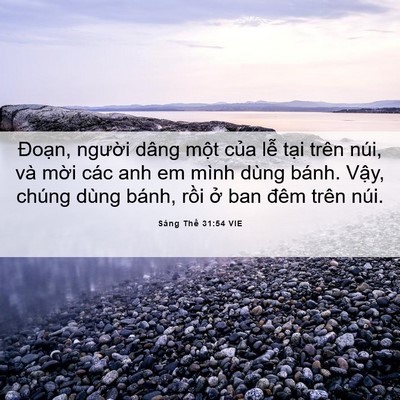 Picture 06 - Sáng Thế 31:54 VIE - Đoạn, người dâng một của lễ tại - Bible Verse Picture